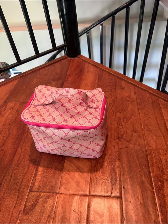 Ralph Lauren Handbags - Ralph Lauren RL Monogram Pink Canvas Cosmetic Train Case